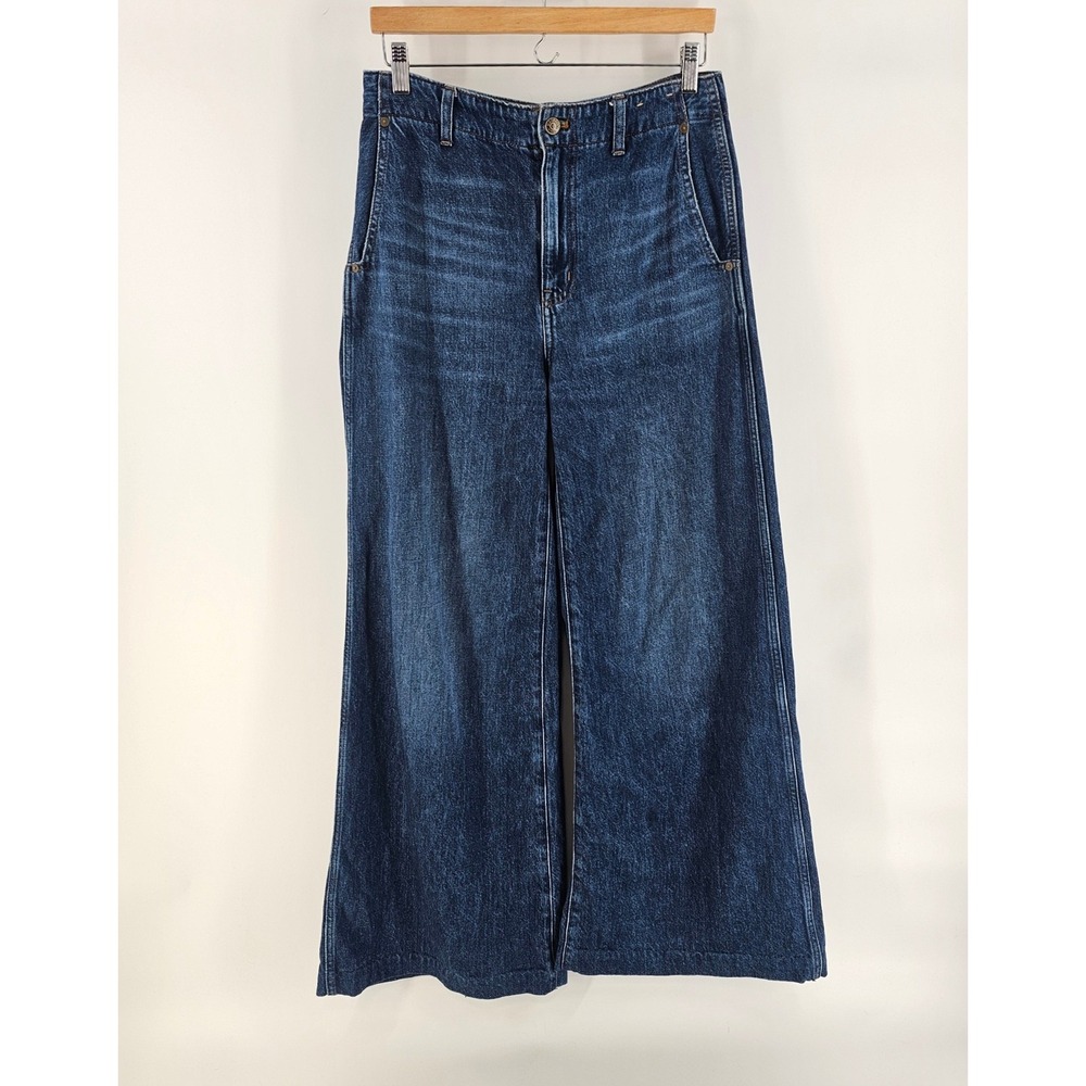 Madewell Wide Sweep Trouser Jeans Womens 27 Blue Dark Wash High Rise Wide Leg